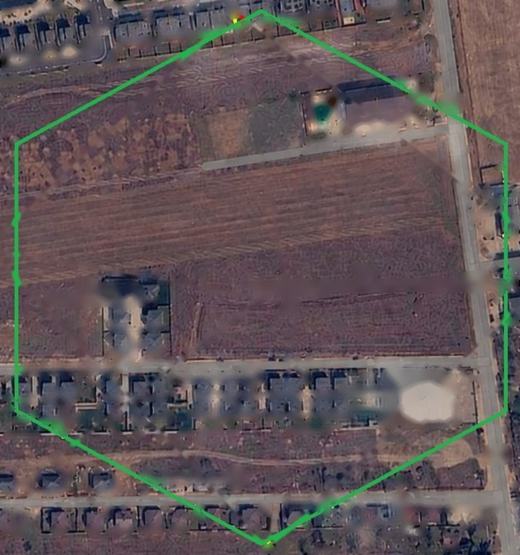 Zona supravegheată dintr-o singură poziție a turnului, marcată cu verde